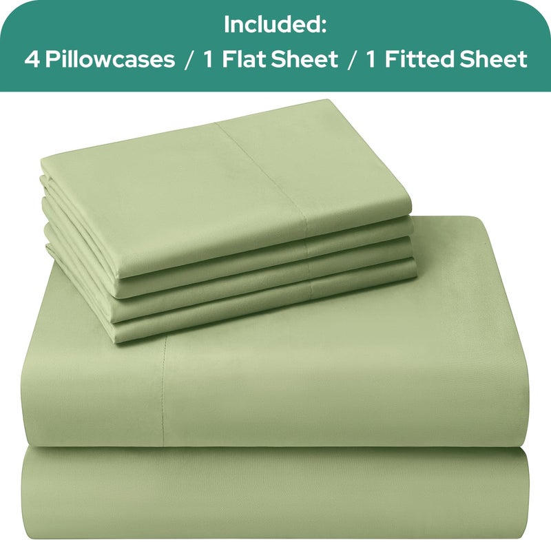 HOMEIDEAS Full Size Bed Sheets - 6 Piece Set (Sage Green) - Extra Soft Brushed Microfiber 1800 Bedding Sheets, Deep Pocket, Wrinkle & Fade Free - Image 4